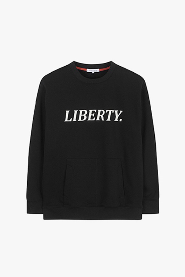 LIBERCLASSY - 긴팔티셔츠 - [23SS] LJM41115 오버핏 블랙 미니멀 프린트 맨투맨
