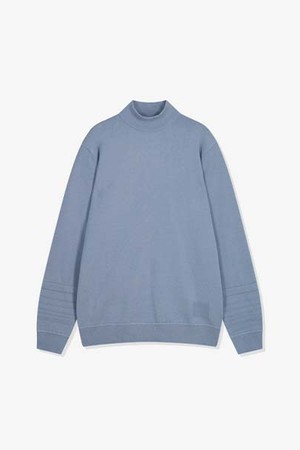 LJW51290 블루 스탠다드핏 소매 조직 모크넥