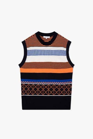 LJW51271 다크 네이비 보더 패턴 니트 베스트