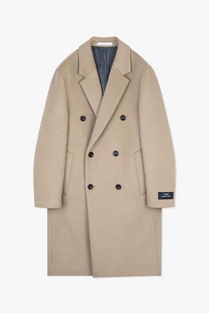 LJW21278 베이지 세미오버핏 캐시미어 블렌드 더블 코트