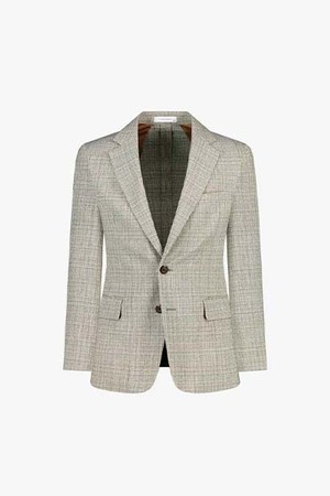 LKS24317 베이지 레귤러핏 노치트 라펠 투버튼 체크 싱글자켓