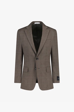 LJW11230 브라운 슬림핏 글렌체크 슈트 자켓