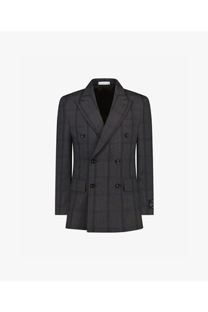 LJW11255 브라운 렌핏 글렌체크 더블 수트 자켓