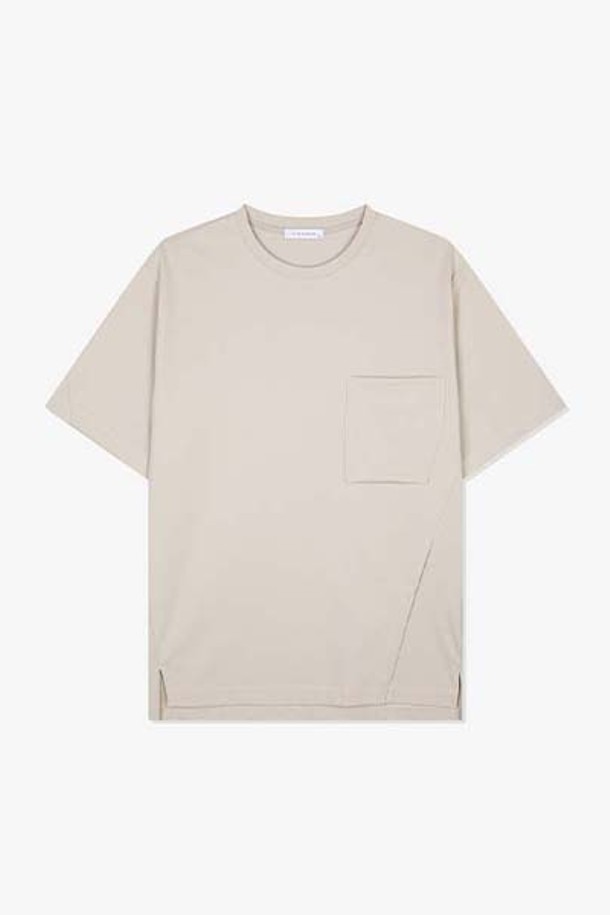 LIBERCLASSY - 반팔티셔츠 - [24SS] LKS41390베이지 세미오버핏 반팔 티셔츠