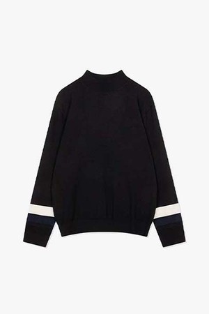 [24SS] LKS51317블랙 스탠다드핏 소매 배색 모크넥