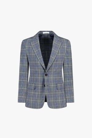 LKS24318 라이트그레이 레귤러핏 노치트 라펠 투버튼 체크 싱글자켓