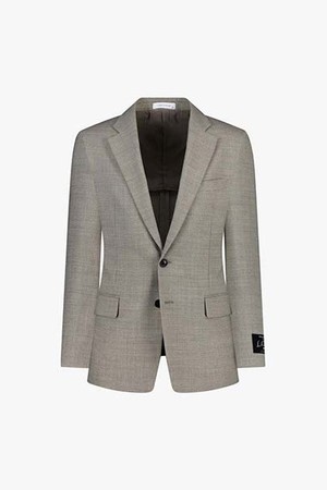 LKS11368 베이지 슬림핏 노치트라펠 투버튼 체크수트 자켓