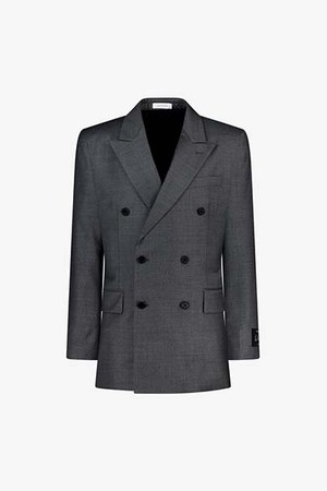 LKF11441 멜란지그레이 LEN LINE 렌핏 피크드라펠 더블 수트 자켓