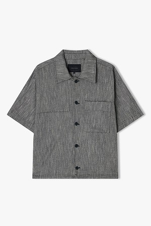 [25SS] LLM32503 블랙 세미오버핏 슬럽 트위드 하프 셔켓