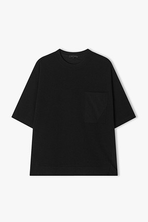 [25SS] LLM41536 블랙 우븐믹스 하프 티셔츠