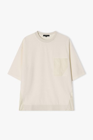 [25SS] LLM41537 크림 우븐믹스 하프 티셔츠