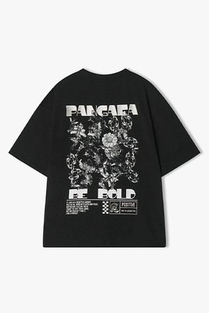 [25SS] LLM42508 블랙 플라워 아트웍 하프 티셔츠