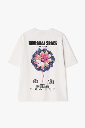 [25SS] LLM42501 화이트 METAL FLOWER 아트웍 하프 티셔츠