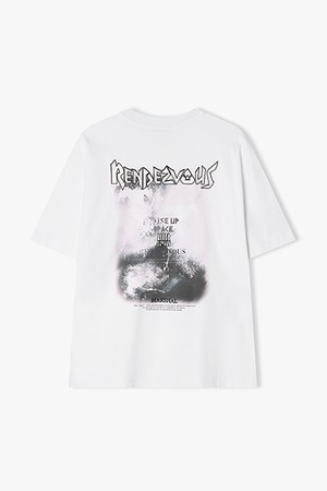 [25SS] LLM42511 화이트 RENDEZVOUS WAVE 아트웍 하프 티셔츠
