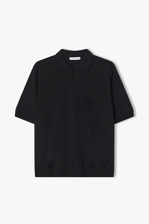 [25SS] LLM51583 블랙 솔리드 칼라 하프 니트 탑
