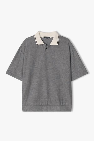 [25SS] LLM41531 멜란지그레이 클레릭 칼라 하프 티셔츠