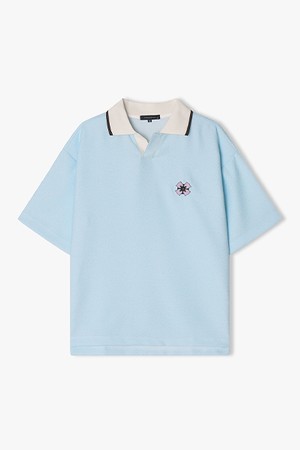 [25SS] LLM41540 라이트블루 트위드 컬러리브 칼라 하프 티셔츠