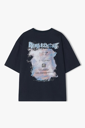 [25SS] LLM42512 네이비 RENDEZVOUS WAVE 아트웍 하프 티셔츠