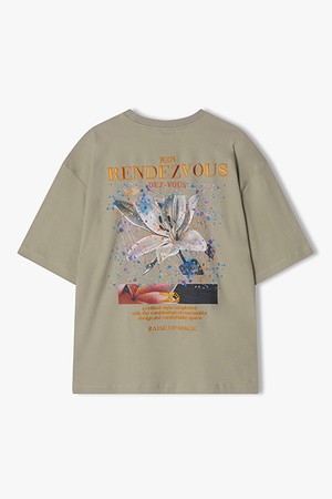 [25SS] LLM42509 올리브 RENDEZVOUS WAVE 아트웍 하프 티셔츠