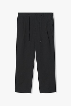 [25SS] LLM23501 블랙 테이퍼드핏 원턱 도비 폴리 스트링 팬츠