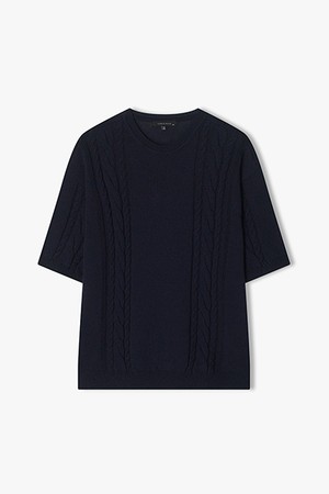 [25SS] LLB51595 네이비 라운드넥 케이블 니트 탑
