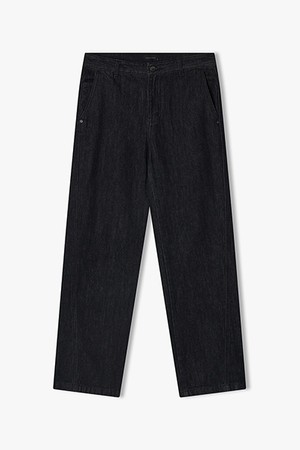 [25FW] LLF23672 블랙 세미와이드핏 사이드 절개 데님팬츠