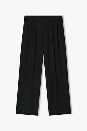 [25FW] LLW23620 블랙 와이드핏 투턱 히든밴딩 팬츠