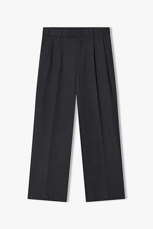 [25FW] LLW23621 차콜그레이 와이드핏 투턱 히든밴딩 팬츠