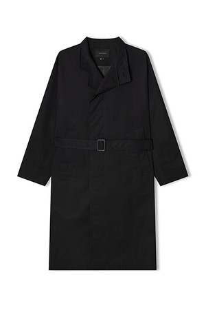 [25FW] LLF20605 블랙 하이넥 더블 트렌치 코트