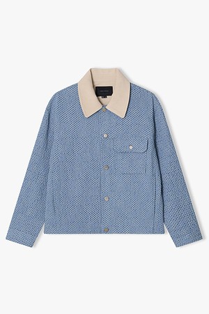 [25FW] LLF32601 라이트블루 체크 텍스쳐 데님 자켓