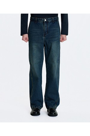 [25FW][차은우 PICK] LLF23671 블루 세미와이드핏 사이드 절개 데님팬츠