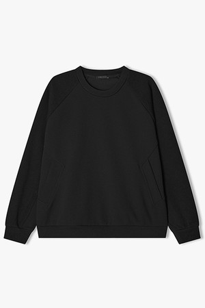 [25FW] LLF41603 블랙 텍스쳐 슬리브 레글런 티셔츠