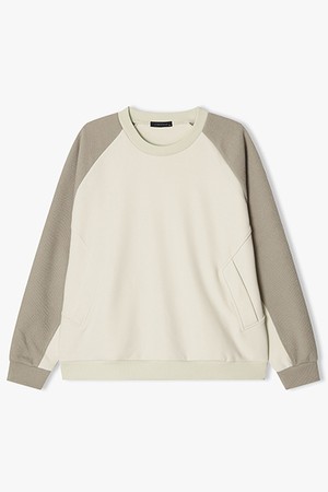 [25FW] LLF41605 베이지 텍스쳐 슬리브 레글런 티셔츠