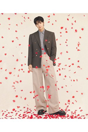 [25FW][차은우 PICK] LLW23624 라이트베이지 와이드핏 원턱 밴딩 팬츠