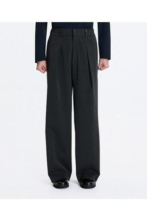 [25FW] LLF23625 차콜 와이드핏 원턱 밴딩 팬츠