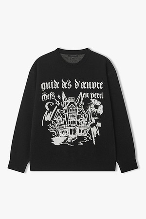 [25FW] LLW51620 블랙 자카드 아트웍 니트