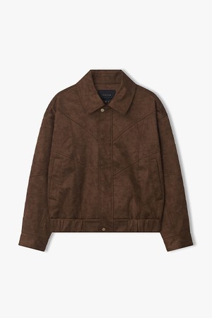 [25FW] LLF32603 브라운 커브드 라인 스웨이드 점퍼