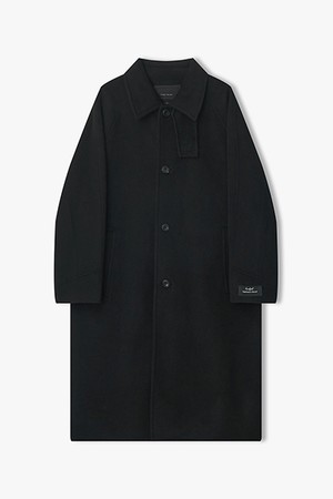 [25FW] LLW21690 블랙 캐시미어블렌드 오버핏 핸드메이드 발마칸 코트