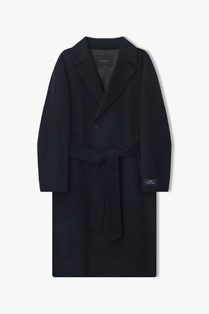 [25FW] LLW21692 다크네이비 캐시미어블렌드 오버핏 핸드메이드 더블 벨티드 코트