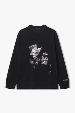[25FW] LLF42604 블랙 섹션 플라워 아트웍 티셔츠