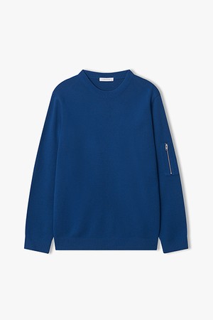 [25FW] LLF51682 블루 솔리드 소매 포켓 라운드 니트