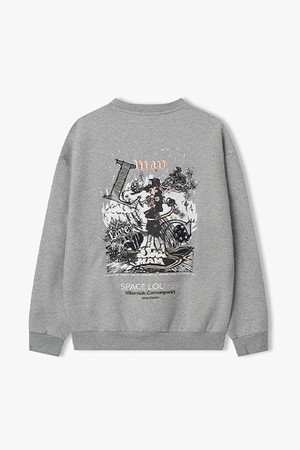 [25FW] LLW42655 멜란지그레이 오버핏 백아트웍 맨투맨