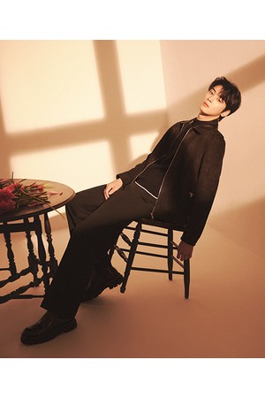 [25FW][차은우 PICK] LLF23624 블랙 와이드핏 히든밴딩 팬츠