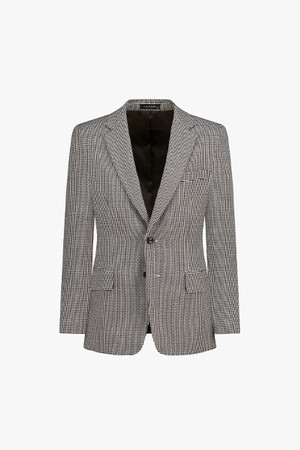 [25FW] LLF24601 블랙 체크패턴 레귤러핏 풀라이닝 노치트라펠 투버튼 싱글 자켓