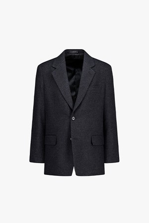 [25FW] LLF24605 그레이 오버핏 풀라이닝 노치트라펠 투버튼 싱글 자켓