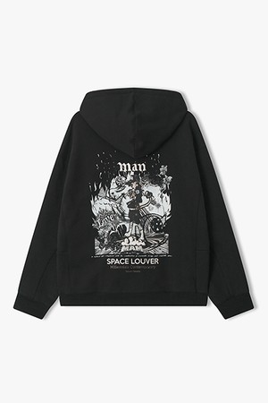 [25FW] LLW42652 블랙 백 프린트 아트웍 후드 티셔츠