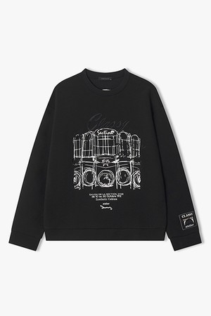 [25FW] LLF42606 블랙 세미오버핏 섹션하우스 아트웍 티셔츠