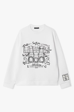 [25FW] LLF42605 아이보리 세미오버핏 섹션하우스 아트웍 티셔츠