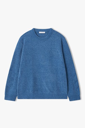 [25FW] LLW51691 블루 셔닐 라운드넥 풀오버 니트