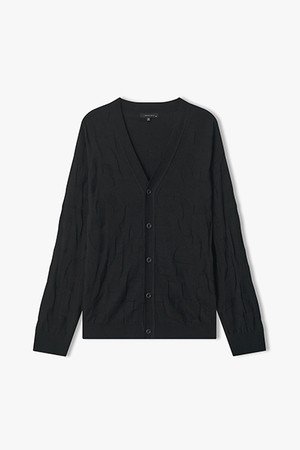 [25FW] LLW51604 블랙 싱글 자카드 니트 가디건